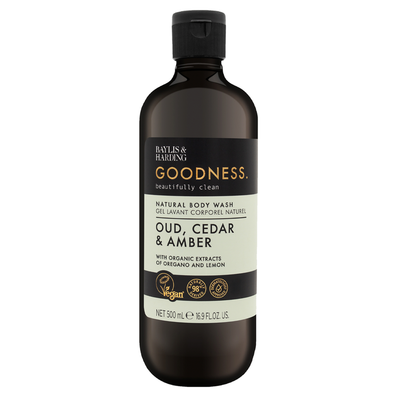 Baylis & Harding Goodness Oud, Cedar & Amber Natural Body Wash 500ml MegaBDM