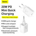 Baseus Super Si 20W USB-C Charger Set with Lightning Cable – White (1m) MegaBDM