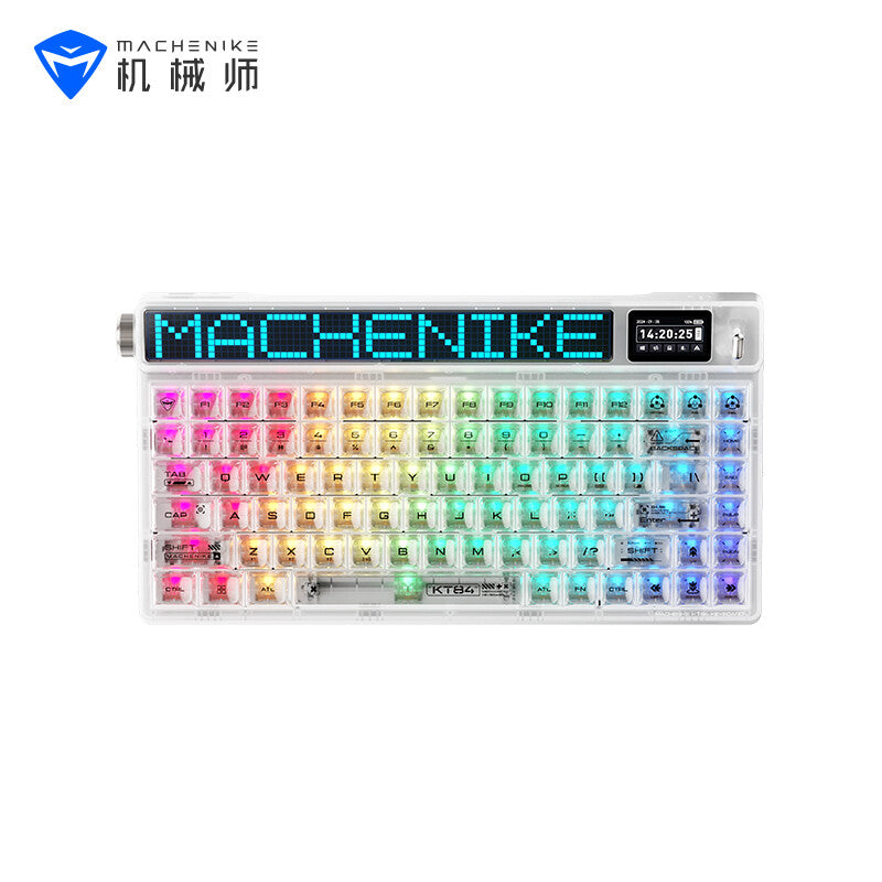 MACHENIKE KT84-B84W 75% Tri-Mode Mechanical Keyboard, QWERTY US Layout, Smart Screen, White, Gateron Yellow Switch MegaBDM