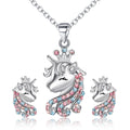 Ever Faith Unicorn Jewelry Set Cubic Zirconia Unicorn Necklace Earrings Set MegaBDM