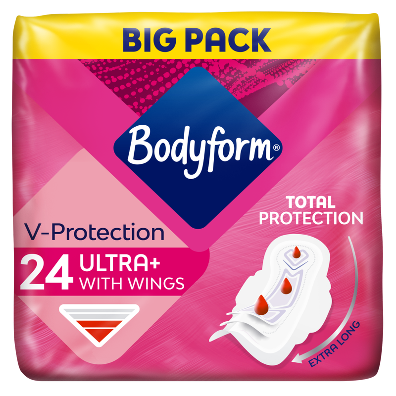 Bodyform Cour-V Ultra Normal Sanitary Towels Wings 24 Pads MegaBDM