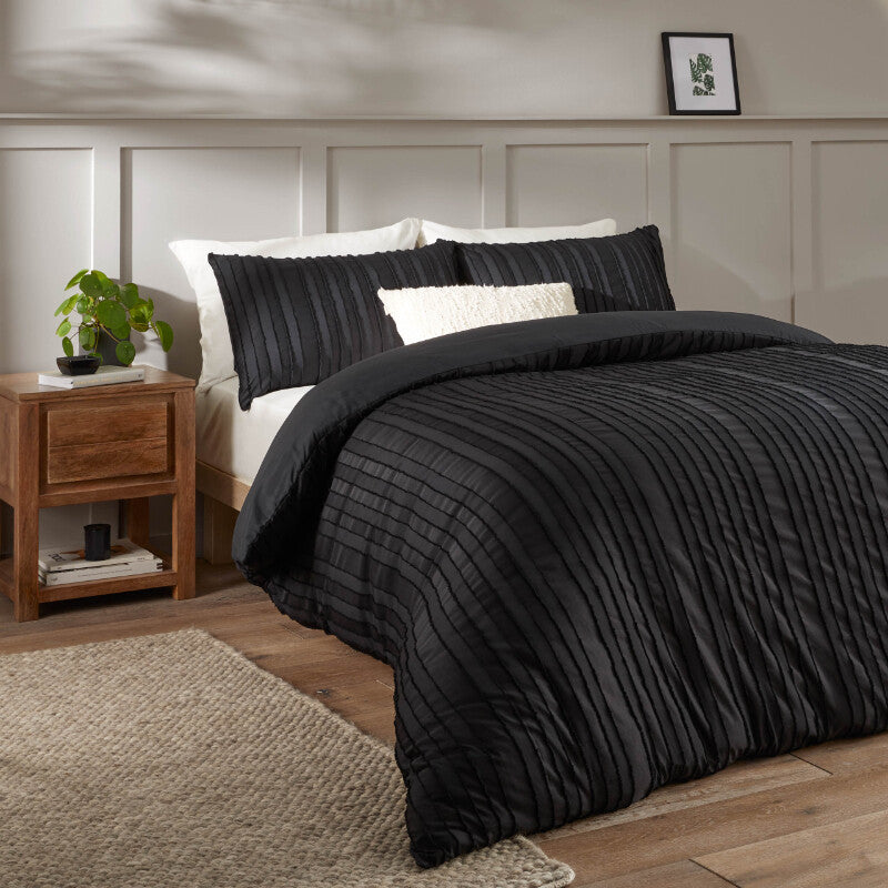Duvet Day Duvet Cover Set Harrison Stripe Black Super King MegaBDM
