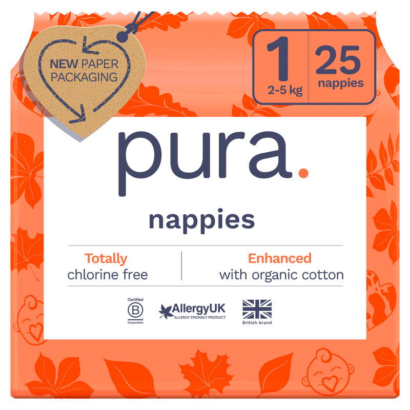 Pura Eco Nappies Size 1 2-5Kg 25 Nappies