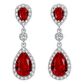 Ever Faith Cubic Zirconia Red Infinity Teardrop Halo Pierced Earrings MegaBDM