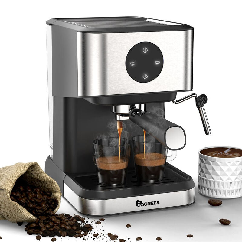 IAGREEA Espresso Coffee Machine with Milk Frother Steam Wand - Semi-Automatic, Silver, 20 Bar Pressure, 1.5L Water Capacity - CM3050-2 MegaBDM