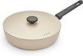 Morphy Richards Saute Pan, Forged Aluminium, 28cm, Non Stick Ceramic Coating, Soft Touch Handles, Oven Safe Up to 180c, Suitable for All Hobs, Cream, 852504 MegaBDM