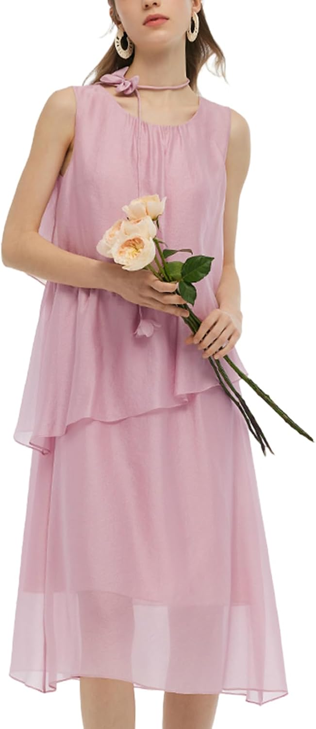 GOELIA Halter Dresses for Women Flowy Beach Vacation Formal Casual Wedding Guest Maxi Summer Dresses with Detachable Flower MegaBDM