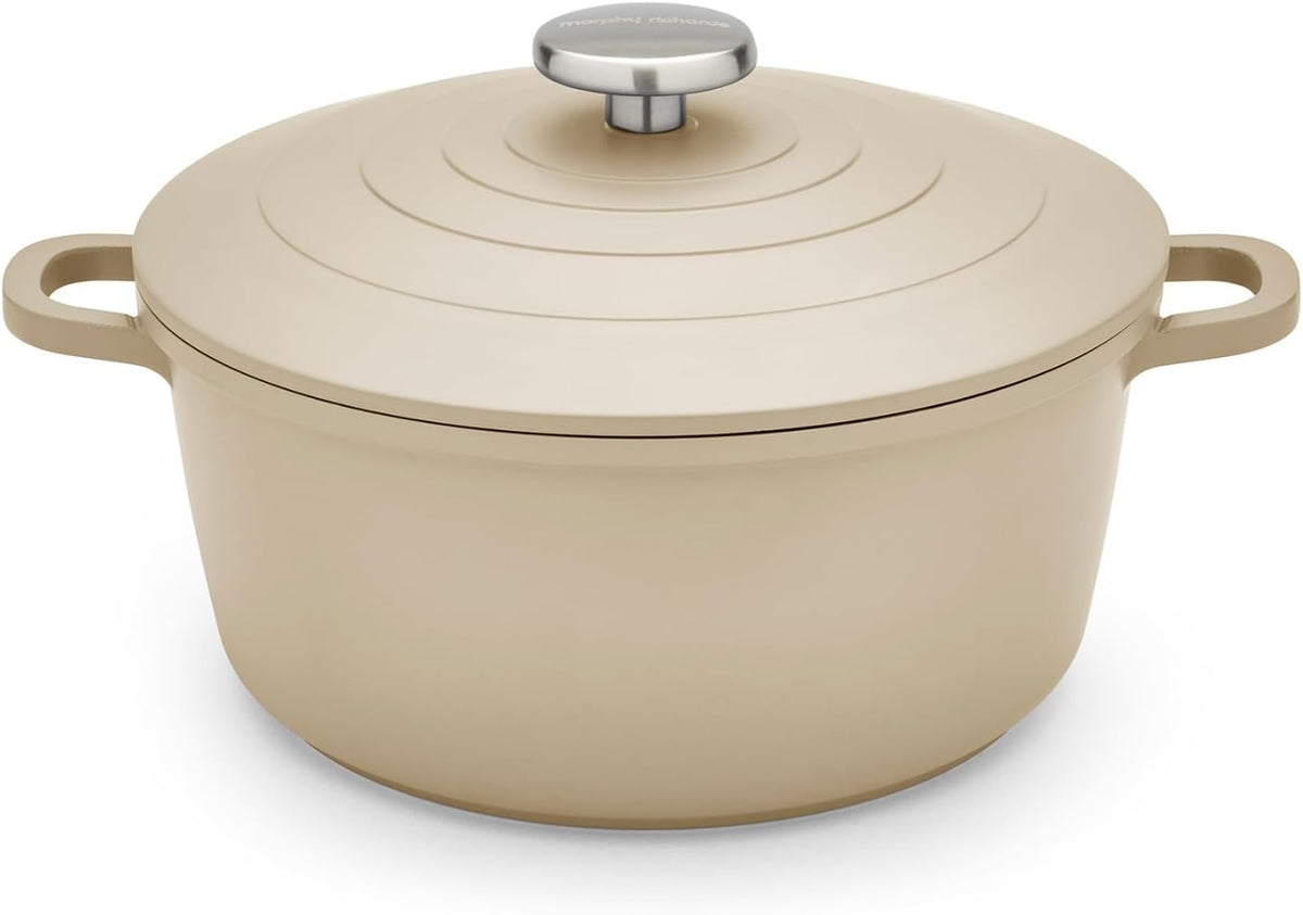 Morphy Richards Cast Aluminium Casserole, 24cm/4.1L, Non Stick Coating, Lightweight Design, Oven Safe, Self-Basting, Suitable for all Hobs, Cream, 851254 MegaBDM