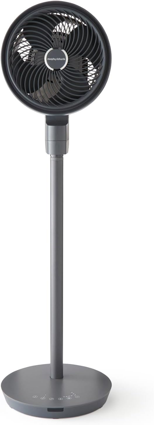 Morphy Richards Airflex Circulating Pedestal Fan, 9 inch, Remote Control, 8 Speed Settings, DC Air Circulating Motor, 3D Oscillation, TImer Function, Low Noise Operation, Grey, 821000 MegaBDM