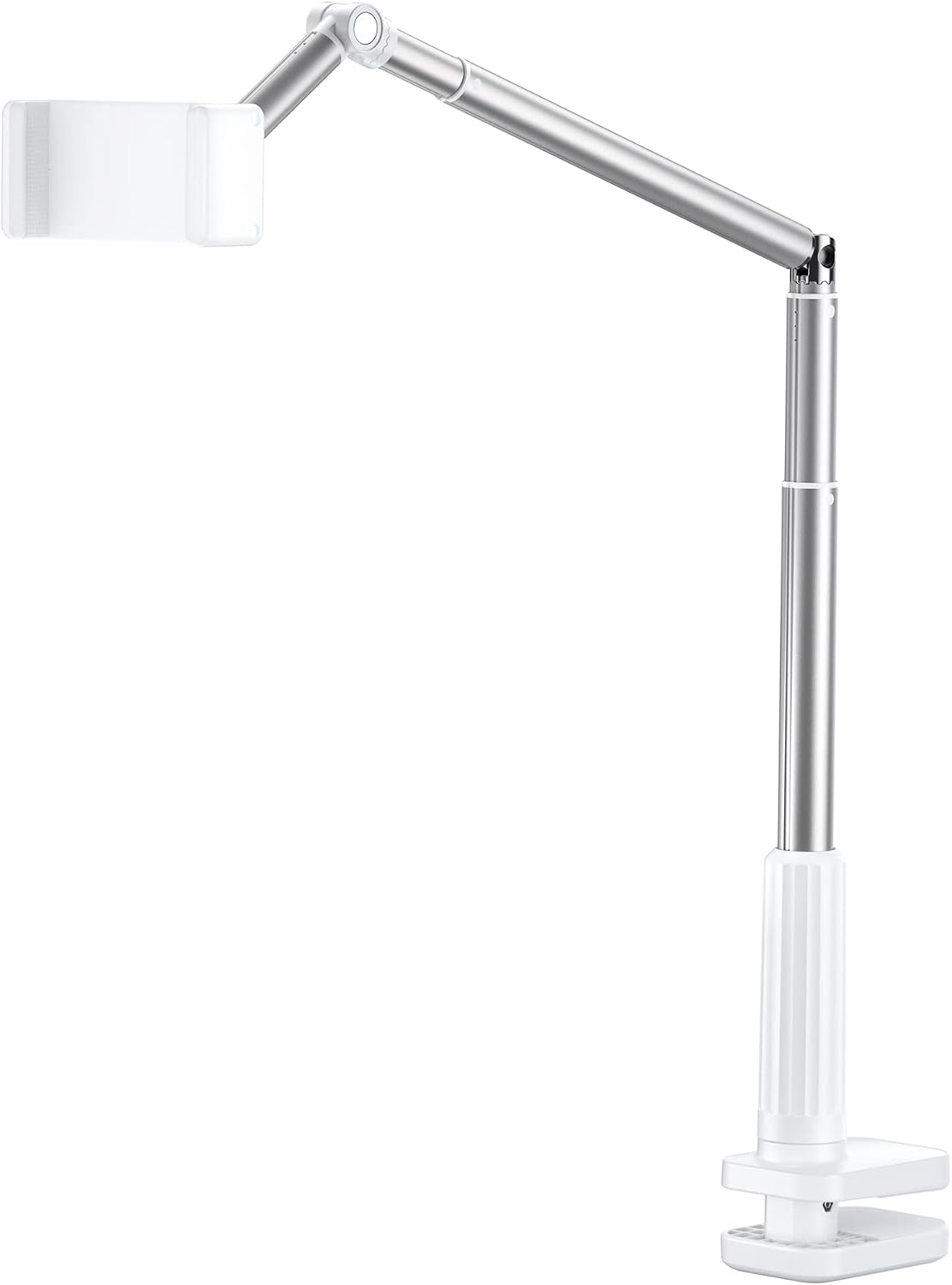 JSAUX Phone Holder for Desk and Bed, Flexible Phone Stand Universal 360 Lazy Long Arm Clamp Clip Phone Mount for Table Bedside Compatible with iPhone 14 13 12 11 etc. [White] MegaBDM