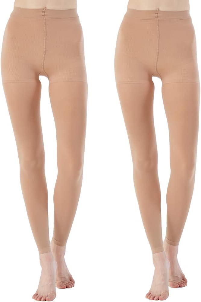 MANZI Women Footless Tights for Dance Ballet Black Tan 70 Denier MegaBDM