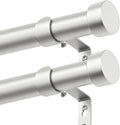 KAMANINA 2 Pack Silver Curtain Pole 80 to 218 cm, 25 mm Diameter Curtain Poles for Eyelet Curtains, Adjustable Curtain Rod with End Cap Finials for Windows MegaBDM