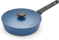 Morphy Richards Saute Pan, Forged Aluminium, 24cm, Non Stick Ceramic Coating, Soft Touch Handles, Oven Safe Up to 180c, Suitable for All Hobs, Blue, 852252 MegaBDM