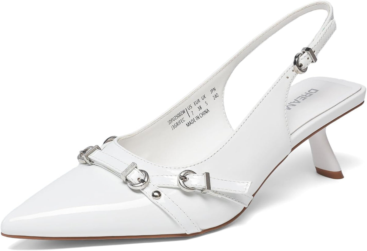 DREAM PAIRS Women's Low Kitten Heels Slingback Closed Pointed Toe Comfortable Dressy Pumps Wedding Party Casual Elegant Dress Shoes MegaBDM