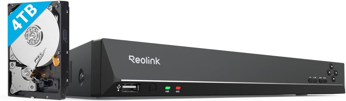 Reolink 4K PoE NVR 16 Channel Pre-Installed 4TB Hard Drive Supports 16MP/4K/5MP/4MP/1080P HD IP Camera 24/7 Surveillance Recording Home CCTV Security System Network Video Recorder, RLN16-410 MegaBDM