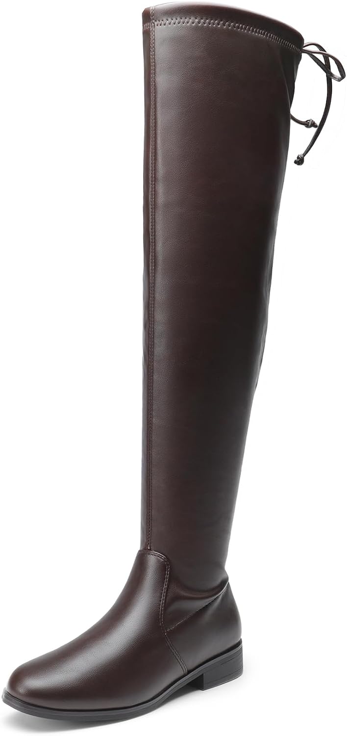 DREAM PAIRS Women's Thigh High Boots Low Block Heel Casual Fashion Over the Knee Boots Long Tall Fall Boots MegaBDM