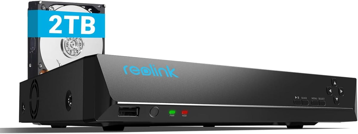 Reolink 4K PoE NVR 8 Channel CCTV Camera System Network Video Recorder with 2TB Hard Drive Supports 12MP/8MP/5MP/4MP/1080P HD PoE IP Camera 24/7 Surveillance Recording, RLN8-410 MegaBDM