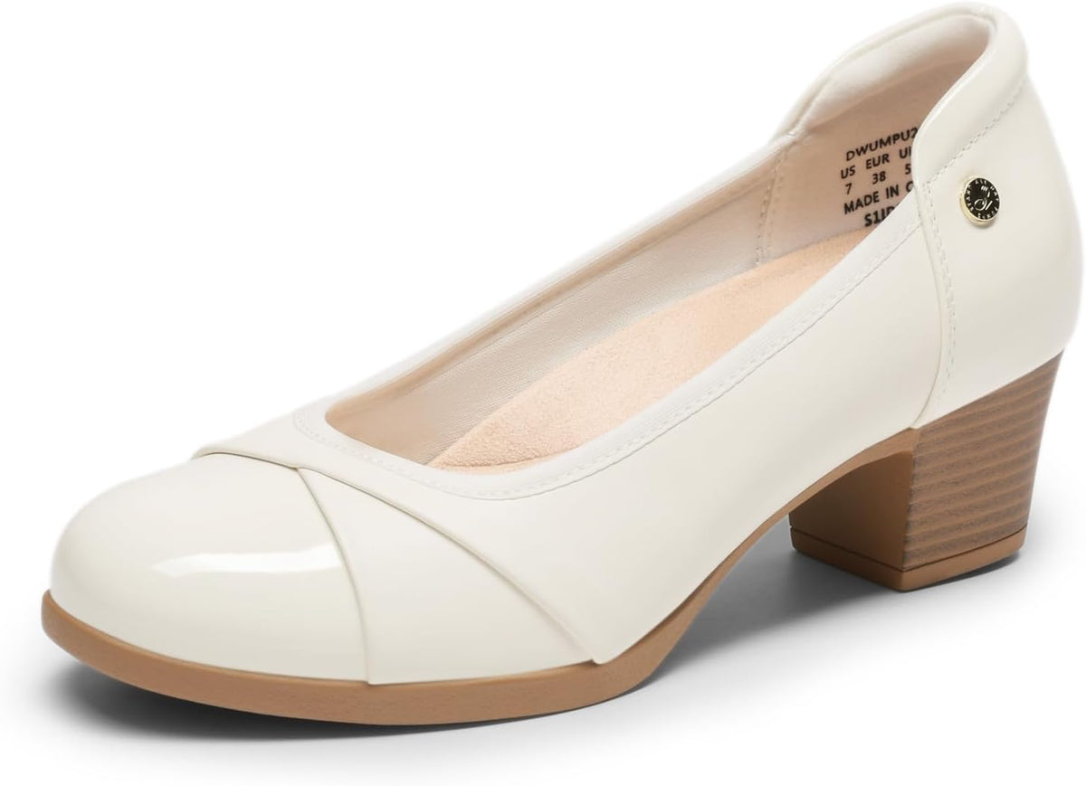 DREAM PAIRS Women's Pumps Low Chunky Block Closed Toe Shoes Work Comfortable Heels Round Toe Dress MegaBDM