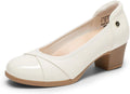 DREAM PAIRS Women's Pumps Low Chunky Block Closed Toe Shoes Work Comfortable Heels Round Toe Dress MegaBDM