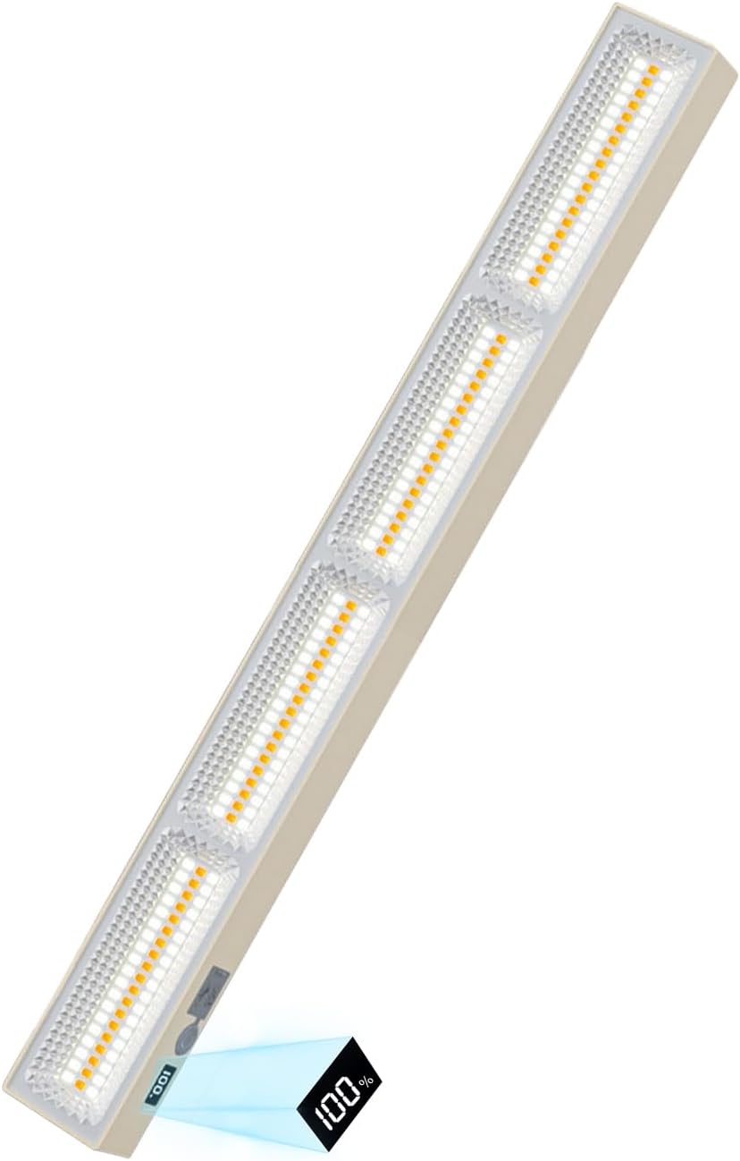 Magnetic Lights Rechargeable 4000 Lumens 7200mAh 40CM Magnetic Work Light Bar, 216 LED Bulbs Waterproof, Portable Lighting with Hook and Magnets, for Camping, DIY, Car Repair, Garage, Workshop Tasks MegaBDM