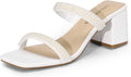 DREAM PAIRS Sandal Heels for Women Low Square Open Toe Block Chunky Heels Slip On Slides Mules for Party Homecoming Daily MegaBDM