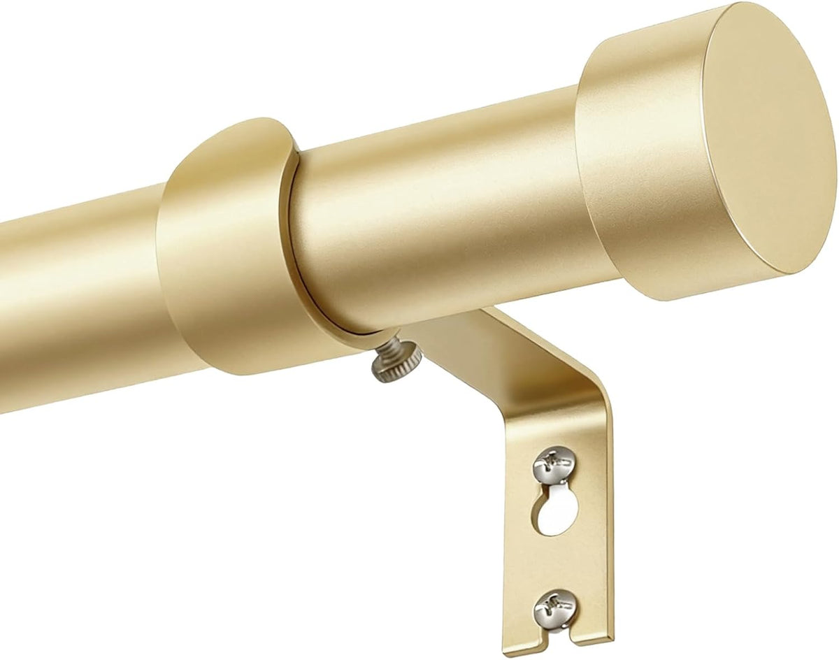 KAMANINA Gold Curtain Pole 80 to 148 cm, 25 mm Diameter Curtain Poles for Eyelet Curtains, Extendable Curtain Rod with End Cap Finials for Windows MegaBDM