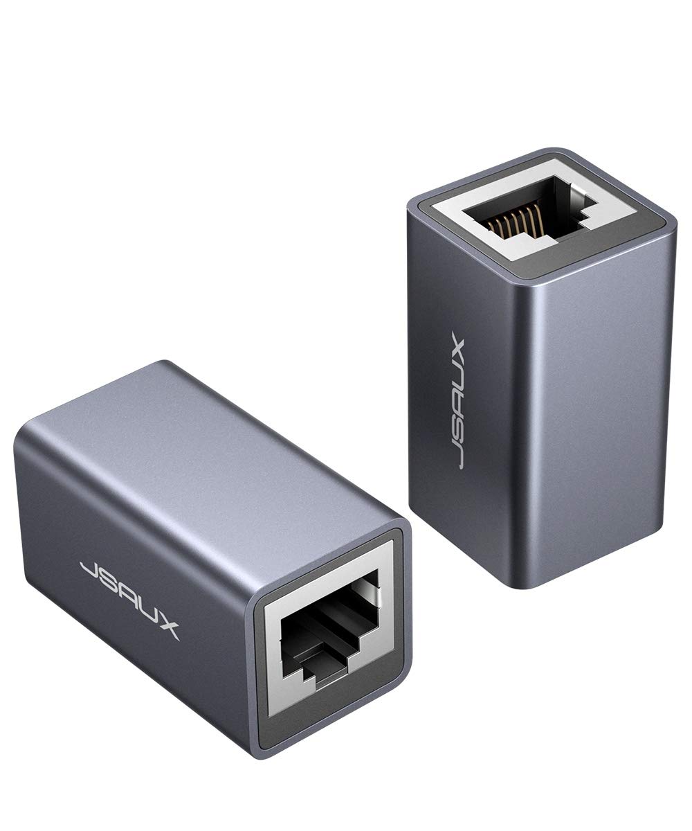 JSAUX RJ45 Coupler, 10Gbps High-Speed Aluminum Ethernet Connector, Shielded Internet Joiner, LAN Network Extender Female to Female for Cat7, Cat6, Cat5e, Cat5-2 Pack MegaBDM