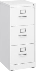 YITAHOME 3 Drawers Filing Cabinets, Lockable Vertical File Cabinet for Letter/Legal/A4 Size, Anti-tipping File Drawer Storage Cabinets with Cue Card Slot for Home Office, White, 45.8 x 45 x 103cm MegaBDM
