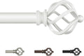 KAMANINA Extendable Curtain Poles 80-218 cm, White Curtain Pole for Bedroom | Adjustable Curtain Pole, Wall Mounted, Metal, 19 mm Diameter, Load 10 KG, with Twisted Cage Finials, Easy Installation MegaBDM
