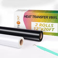 HTVRONT HTV Vinyl Rolls Black HTV and White Heat Transfer Vinyl- 12" x 20ft(30.5x610CM) HTV Vinyl for Shirts, Black Iron on Vinyl for Cameo - Easy to Cut & Weed for Heat Vinyl Design(Black and White) MegaBDM