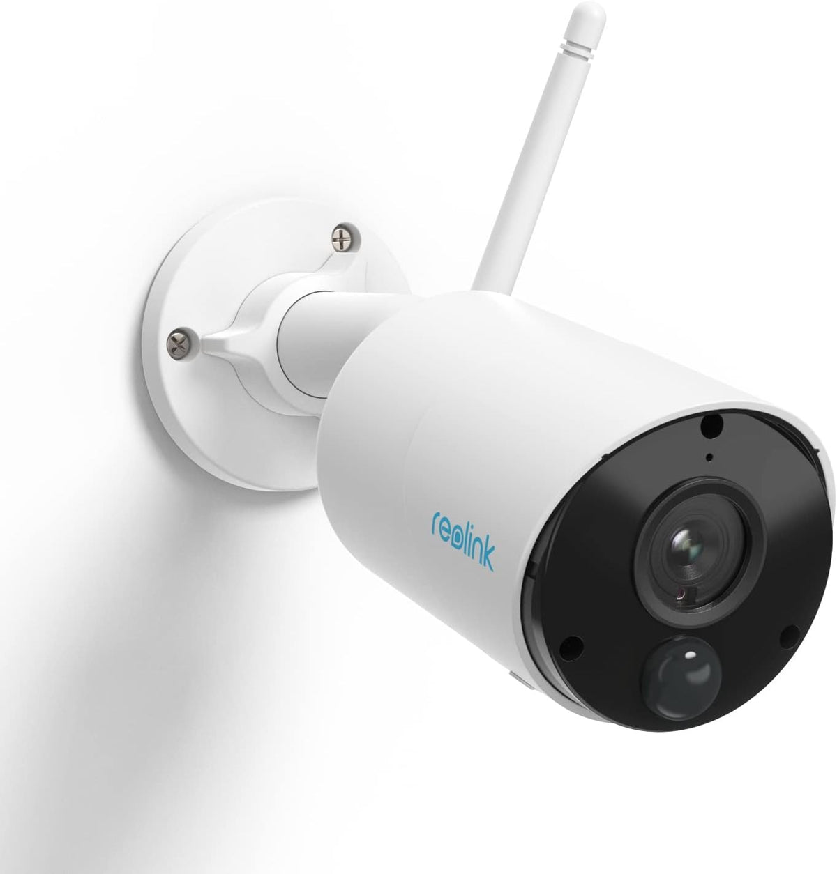 Reolink Security Camera Outdoor Wireless, Human/Vehicle Detection, Compatible with Alexa, 2.4 Ghz WiFi Battery Operated Security Camera, 3MP CCTV Camera Systems,2-Way Audio, Argus Eco White MegaBDM