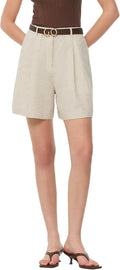 GOELIA Solid Colour Elastic High Waisted Shorts for Women Wide Leg Loose A-Line Shorts with Pockets for UK Summer Outings MegaBDM