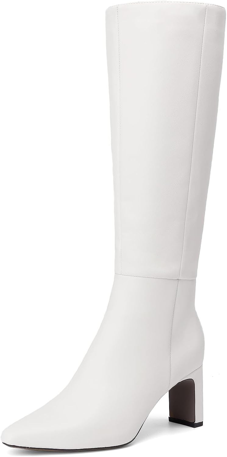 DREAM PAIRS Knee High Boots Women Chunky Block Heel Square Toe Side Zipper Tall Boots for Women MegaBDM