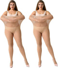 MANZI Women's 2 Pairs Plus Size Control Top Ultra-Soft Tights MegaBDM