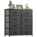 YITAHOME Chest of Drawers with 8 Drawers,Bedroom Drawers, Fabric Dresser with Wood Top,Drawer storage unit for for Bedroom, Living room, Black Grey MegaBDM