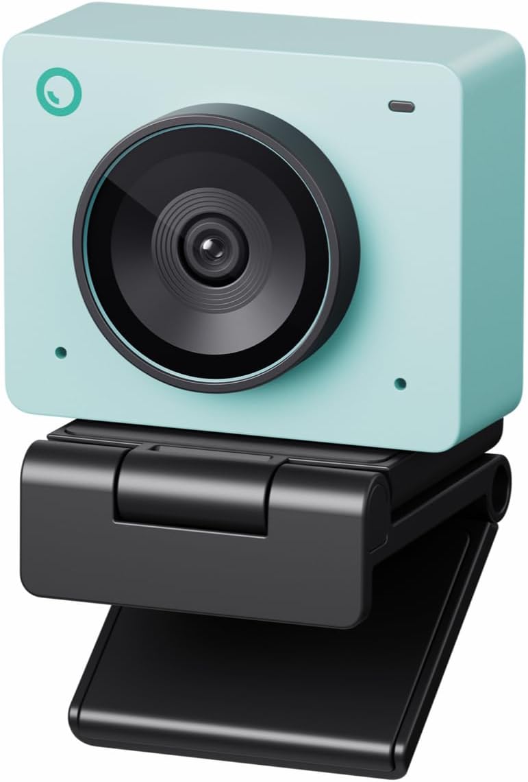 OBSBOT Meet 2-4K Webcam for PC with 1/2" Sensor, AI Framing & Autofocus, Beauty Mode, Lightweight, Gesture Control, HDR, Dual Microphone, 60 FPS, Web Cam for Streaming, Meeting, Gaming. (Aurora Green) MegaBDM