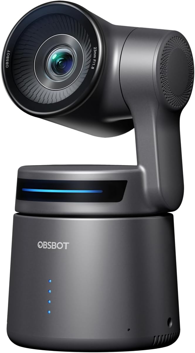 OBSBOT Tail Air NDI Streaming Camera 4K, AI Tracking PTZ with Intelligent APP, Gesture Control, HDMI/USB-C/Wireless Webcam, Video Camera Live stream for YouTube, Chruch, Worship, Creator, etc. MegaBDM