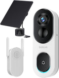 BOTSLAB 2K Doorbell Camera Wireless with Solar Panel, Video Doorbell with Head-to-Toe View, IP66 Waterproof, AI Detection, No Monthly Fee, 2.4Ghz WiFi, 2-Way Audio, 5200mAh Battery, MegaBDM