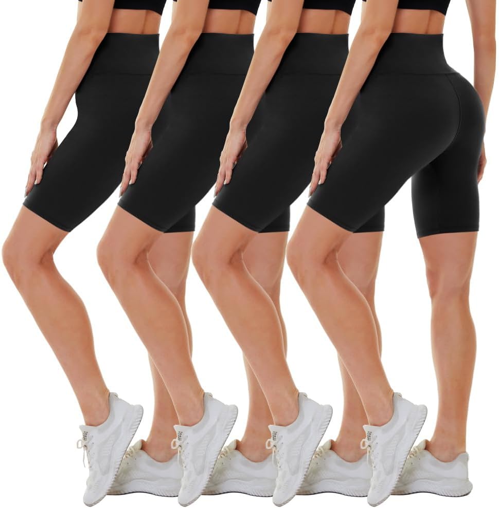 CAMPSNAIL 4 Pack Biker Shorts for Women High Waist - 5"/8" Tummy Control Soft Athletic Yoga Workout Running Gym Shorts MegaBDM