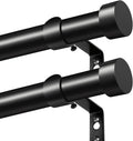 KAMANINA 2 Pack Black Curtain Pole 80 to 218 cm, 25 mm Diameter Curtain Poles for Eyelet Curtains, Adjustable Curtain Rod with End Cap Finials for Windows MegaBDM