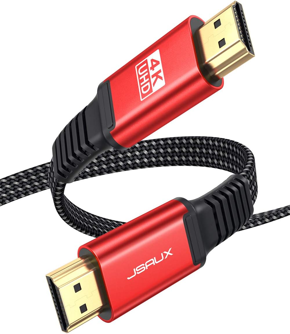 JSAUX 4K HDMI Cable, 1M Flat HDMI 2.0 Cable Ultral High Speed 18Gbps Lead Cord Support 3D, Video 4K@60Hz, UHD 2160P, HD 1080P, Ethernet Compatible with Fire TV, Apple TV, Xbox PS4 PS3 PC - Red MegaBDM