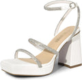 DREAM PAIRS Women's Platform Strappy Heels Open Toe Ankle Strap Square Party Sandals Y2K Dress Shoes MegaBDM