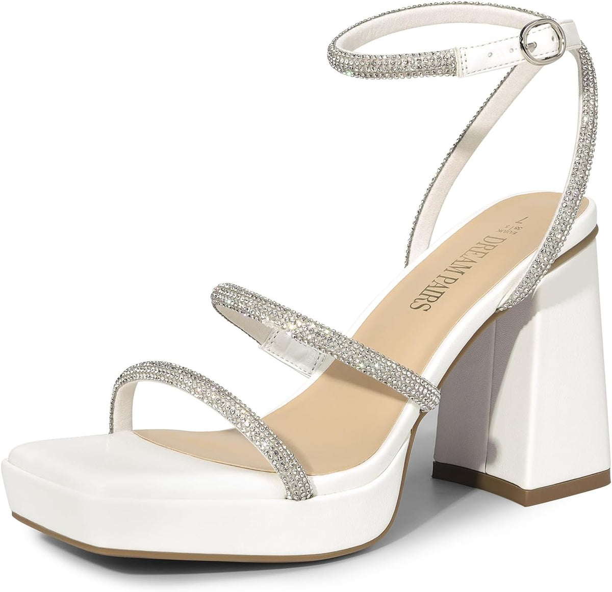 DREAM PAIRS Women's Platform Strappy Heels Open Toe Ankle Strap Square Party Sandals Y2K Dress Shoes MegaBDM