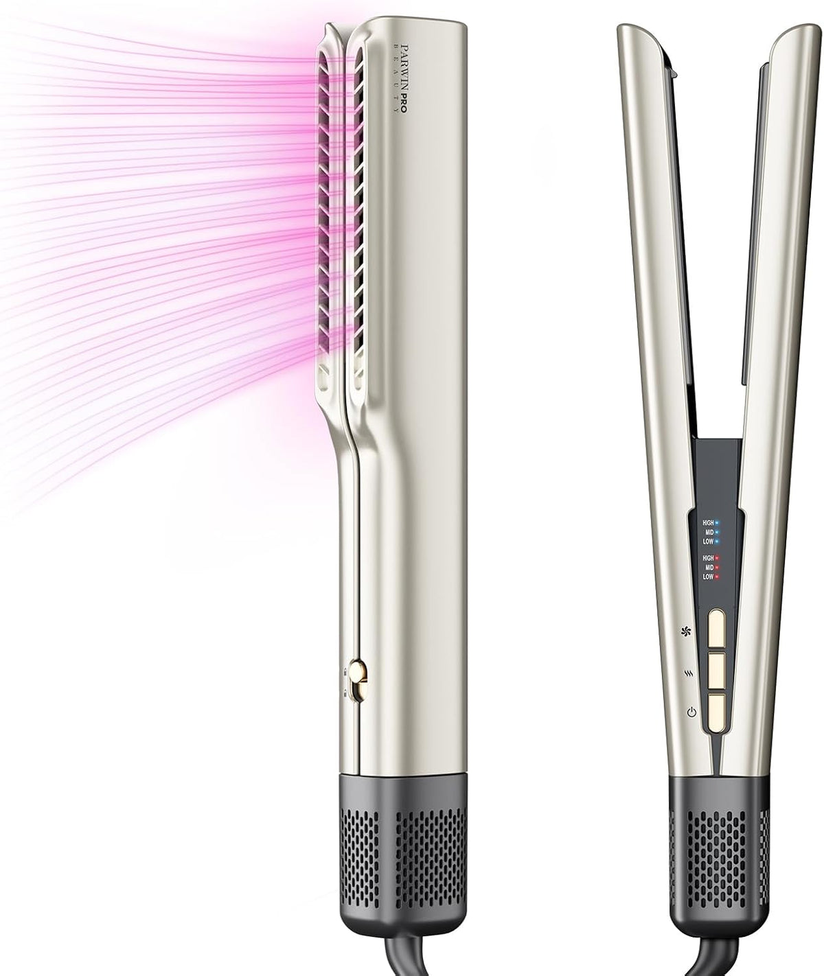 PARWIN PRO BEAUTY Air Straightener, Wet to Dry Ionic Hair Straightener and Styler, Professional No Heat Plate Air Hair Straightener for Medium & Long Hair, Max.160℃ MegaBDM