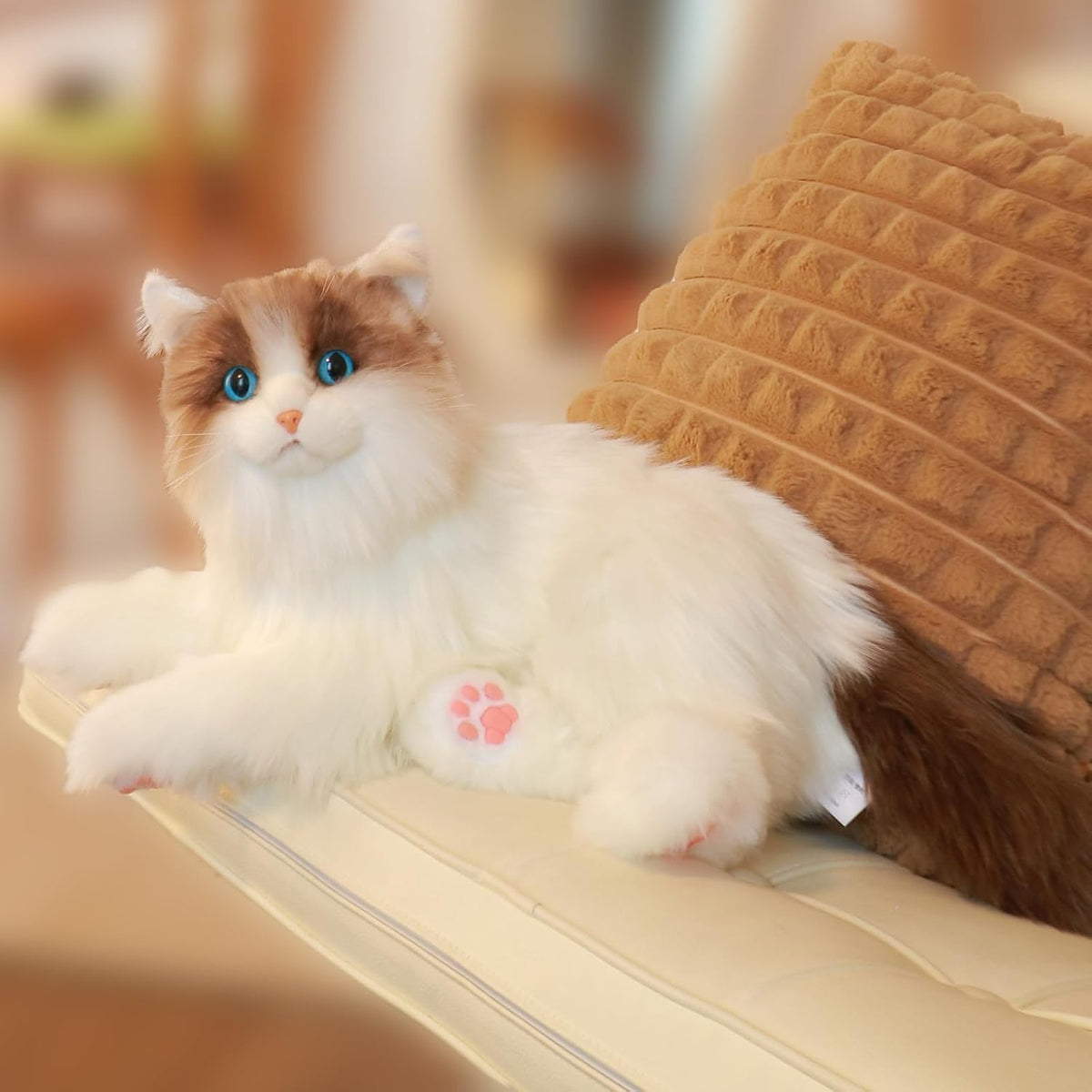 Chongker Interactive Companion Robot Cat Pets, Handmade Stuffed Animals Cat Plush with Voice Response, Realistic Heartbeat and Purring, Gifts for Parents, Seniors, Elderly（Ragdoll cat） MegaBDM