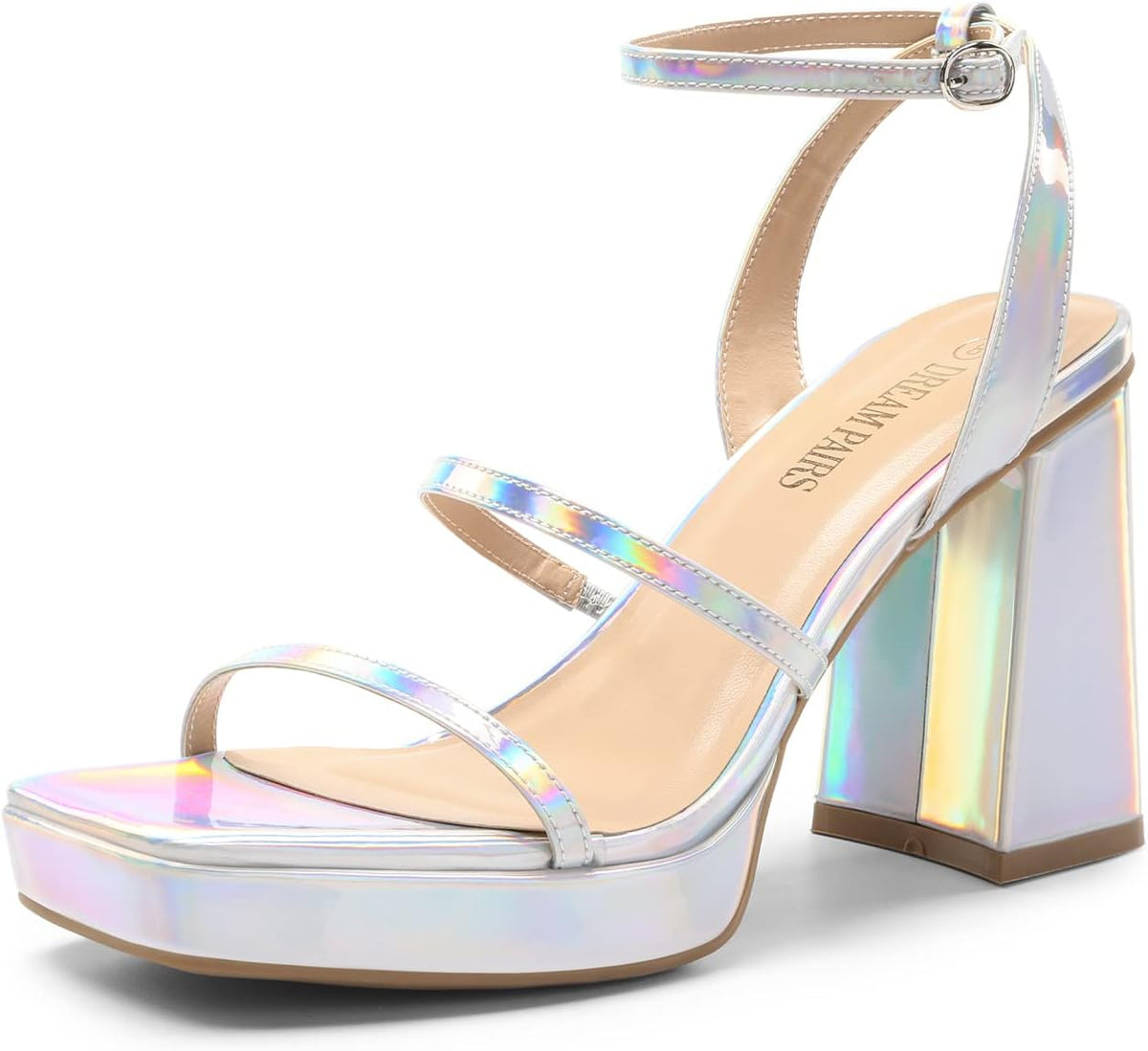 DREAM PAIRS Women's Platform Strappy Heels Open Toe Ankle Strap Square Party Sandals Y2K Dress Shoes MegaBDM