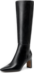 DREAM PAIRS Knee High Boots Women Chunky Block Heel Square Toe Side Zipper Tall Boots for Women MegaBDM
