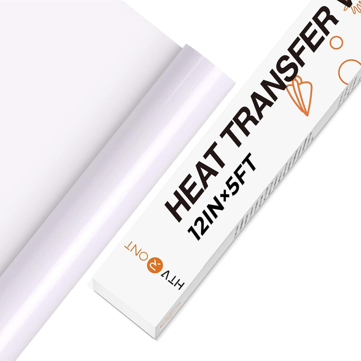 HTVRONT White Iron on Vinyl - 12" x 5ft(30.5x152CM) White HTV Vinyl for T-Shirts, White Heat Transfer Vinyl for All Cutter Machine - Easy to Cut & Weed for Heat Vinyl Design (White) MegaBDM