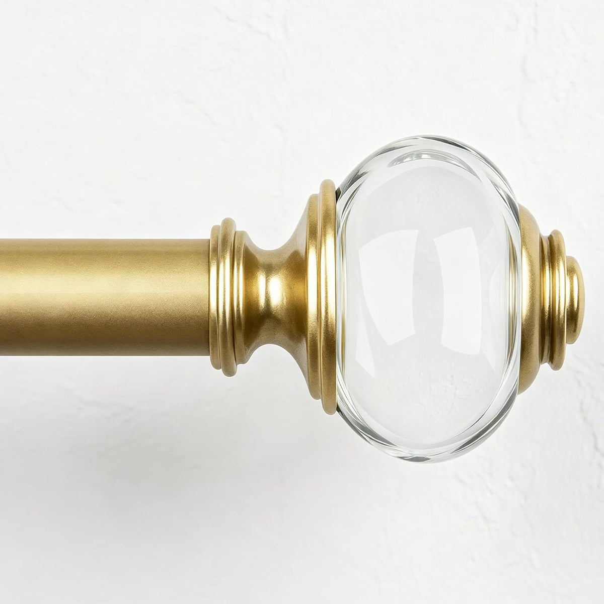 USFOOK Curtain Poles for Eyelet Curtains, Gold Curtain Pole 80 to 148 cm | 22 mm Metal Curtain Poles for Windows, Adjustable Drapery Rod, Wall Mounted, with Translucent Ends, for Living Room, Bedroom MegaBDM