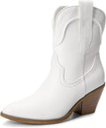 DREAM PAIRS Women's Cowboy Ankle Boots Western Fashion Cowgirl Mid-calf Boots Low Chunky Block Heel Pointed Toe Fall Booties Shoes MegaBDM
